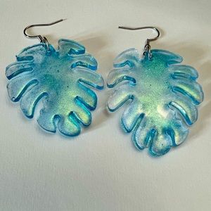 Chameleon Palm Leaf Earrings